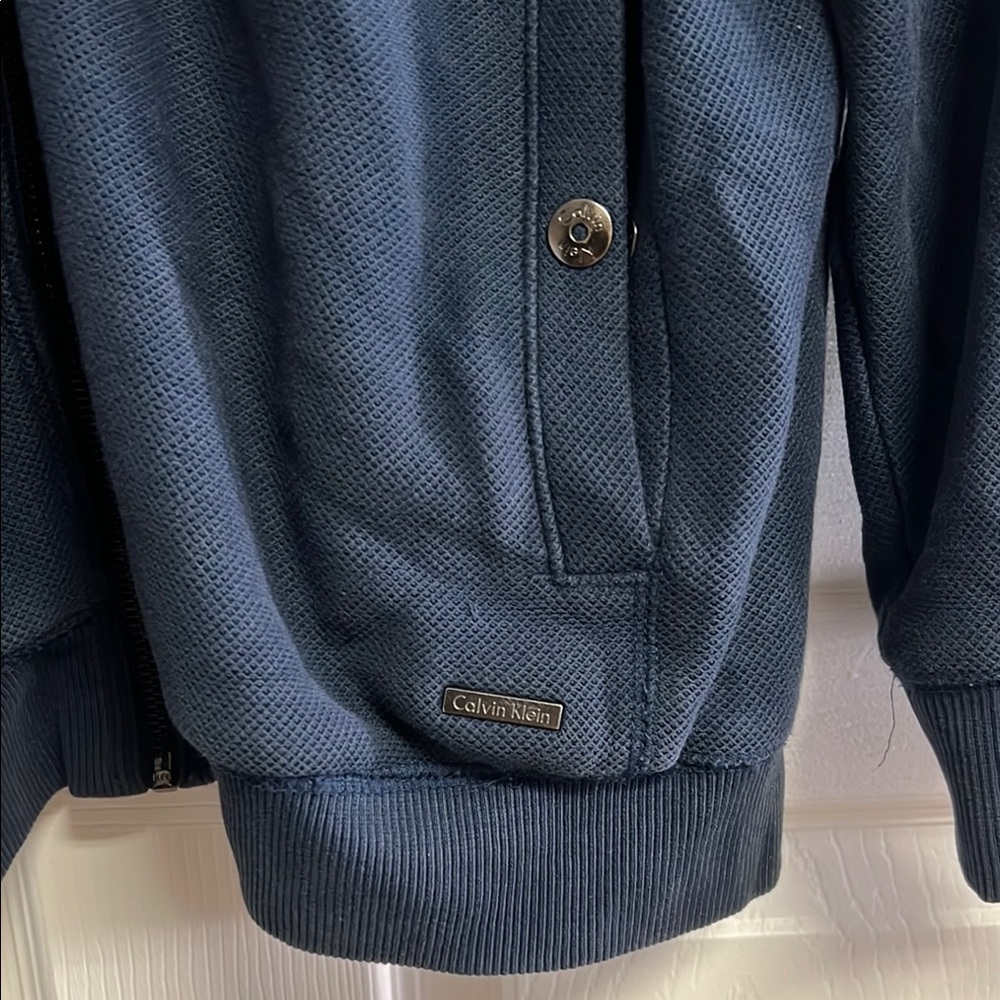 Calvin Klein Blue Zip Up Sweater - Picture 2 of 5